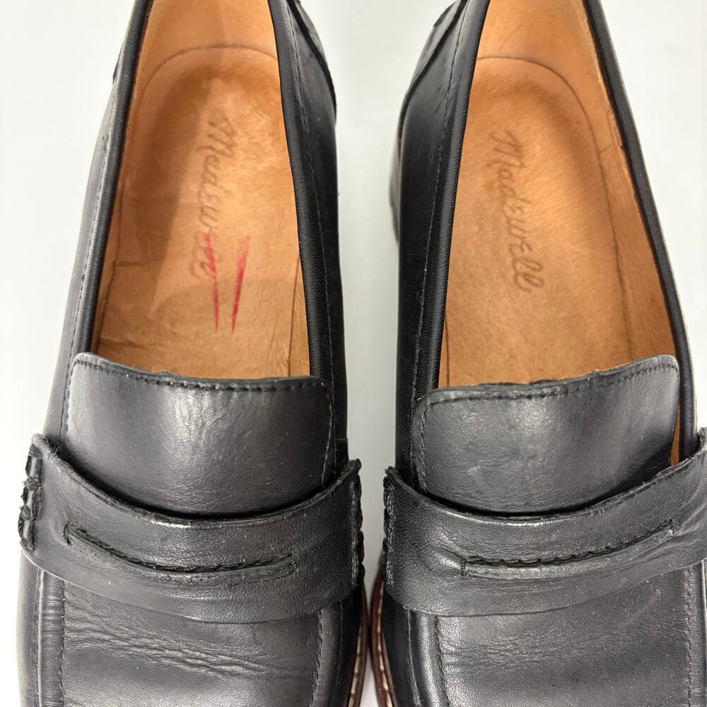 Madewell Womens Corinne Lugsole Classic Penny Loafers True Black Leather Size 7 - Picture 8 of 11